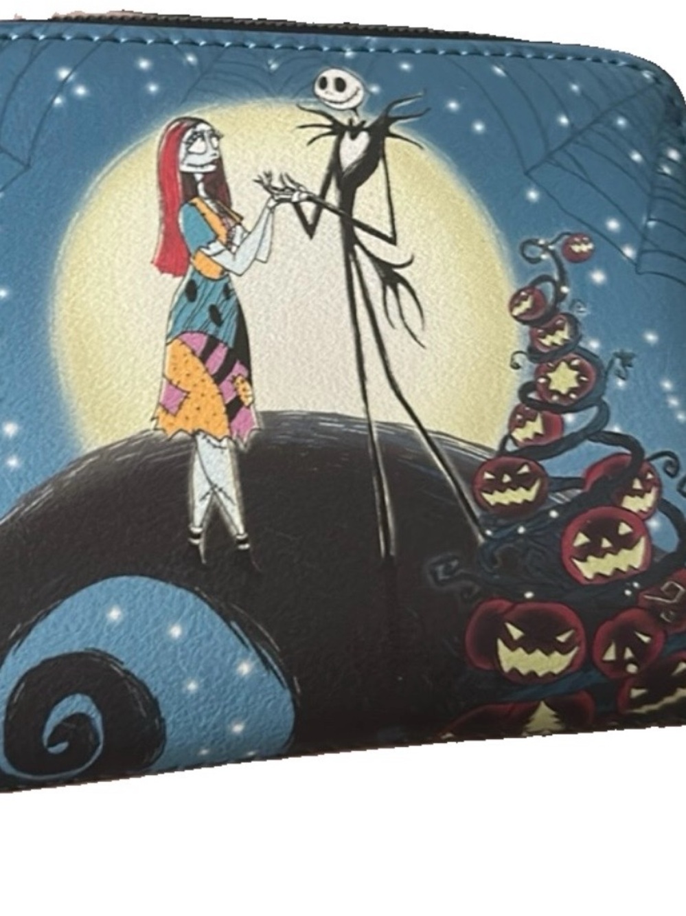 Disney The Nightmare Before Christmas Blue Zip Wallet with Jack & Sally Artwork